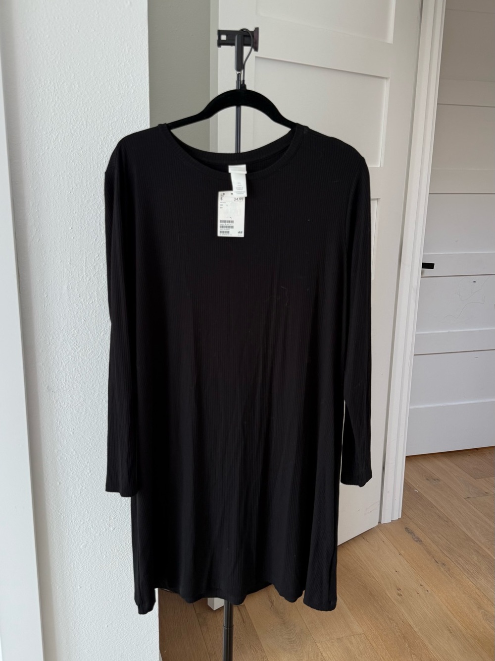H&M Black Ribbed Long-Sleeve Tunic